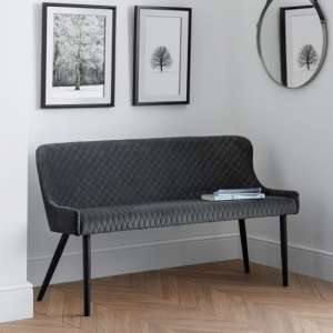 Luxe High Back Velvet Upholstered Dining Bench In Grey