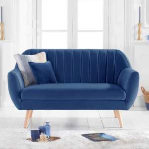 Luxen Chesterfield Velvet 2 Seater Sofa In Blue