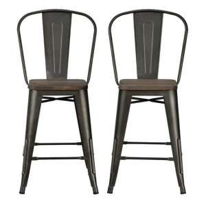 Littleton Copper Metal Backless Counter Bar Chairs In Pair