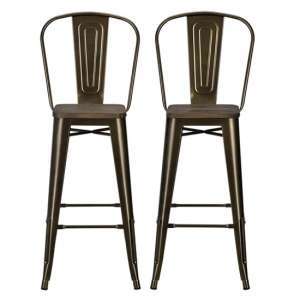 Littleton Tall Bronze Metal Backless Counter Bar Chairs In Pair