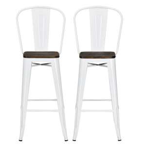 Littleton Tall White Metal Backless Counter Bar Chairs In Pair