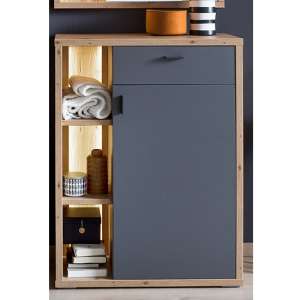 Lviv Hallway Storage Cabinet In Grey With 1 Door And LED