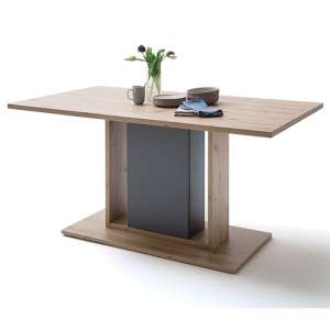 Lviv Rectangular Wooden Dining Table In Oak And Royal Grey