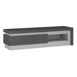 Lyco LED Wooden 1 Drawer TV Stand In Platinum Light Grey Gloss