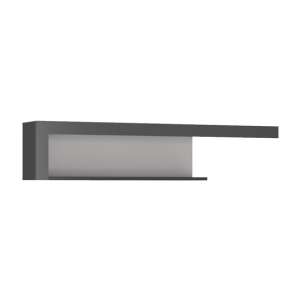 Lyco Medium Wooden Wall Shelf In Platinum And Light Grey Gloss