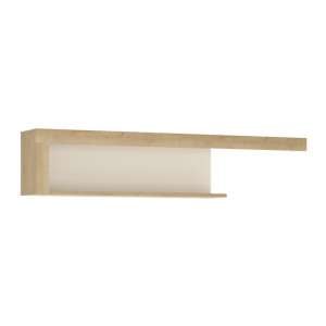 Lyco Medium Wooden Wall Shelf In Riviera Oak And White Gloss
