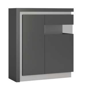 Lyco LED Wooden Right Handed Display Cabinet In Grey Gloss