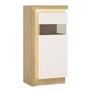 Lyco LED Right Handed Low Display Cabinet In Oak White Gloss