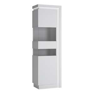 Lyco Tall Left Handed White High Gloss Display Cabinet With LED