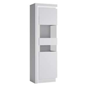 Lyco Tall Right Handed White High Gloss Display Cabinet With LED