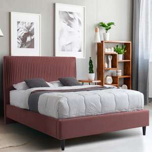 Lyla Velvet Upholstered Super King Size Bed In Blush