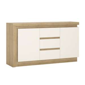 Lyco LED 2 Door 3 Drawer Sideboard In Riviera Oak White Gloss