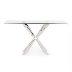 Galgate Glass Console Table In Clear With Stainless Steel Base