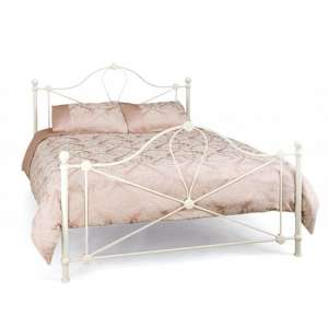Lyon Metal Small Double Bed In Ivory Gloss