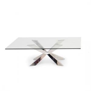 Galgate Glass Coffee Table In Clear With Stainless Steel Base