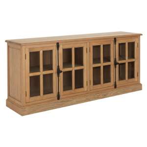 Lyox Wooden 4 Glass Doors Sideboard In Natural