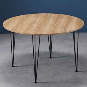 Lyza Round Wooden Dining Table In Oak Effect