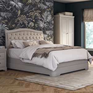 Mabel Fabric Upholstered Double Bed In Taupe