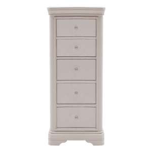 Mabel Tall Wooden Chest Of Drawers In Taupe With 5 Drawers