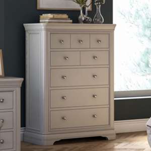 Mabel Tall Wooden Chest Of Drawers In Taupe With 8 Drawers