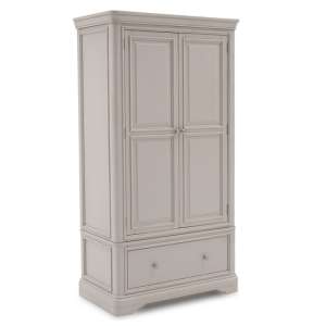 Mabel Wooden Wardrobe With 2 Doors And 1 Drawer In Taupe
