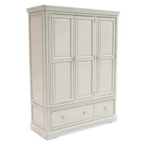 Mabel Wooden Wardrobe With 3 Doors And 2 Drawers In Taupe