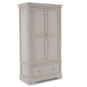 Mabel Wooden Wardrobe In Taupe With 2 Doors And 1 Drawer