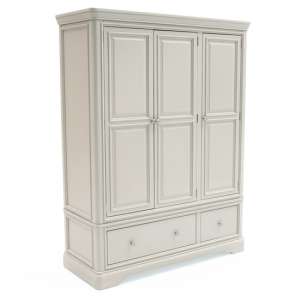 Mabel Wooden Wardrobe In Taupe With 3 Doors And 2 Drawers