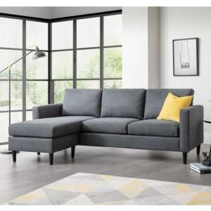 Maame Linen Fabric Upholstered Corner Sofa In Grey