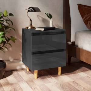 Macaw High Gloss Bedside Cabinet With 2 Drawers In Grey