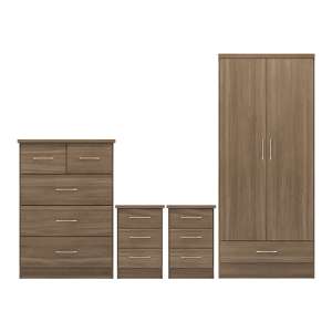 Mack Bedroom Set With 2 Doors Wardrobe In Rustic Oak Effect