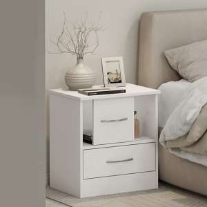 Mack High Gloss Bedside Cabinet With Sliding Door In White
