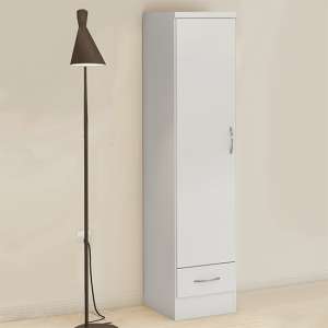 Mack High Gloss Wardrobe With 1 Door 1 Drawer In White