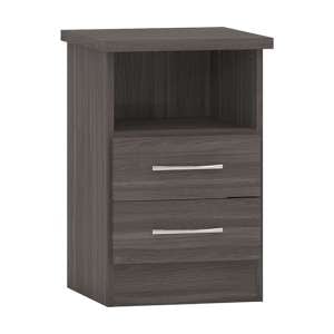 Mack Wooden Bedside Cabinet With 2 Drawers In Black Wood Grain