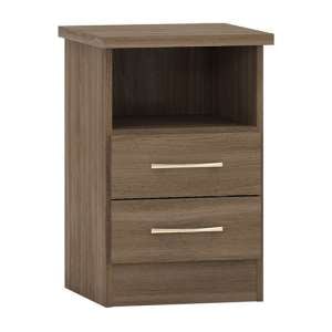 Mack Wooden Bedside Cabinet With 2 Drawers In Rustic Oak Effect