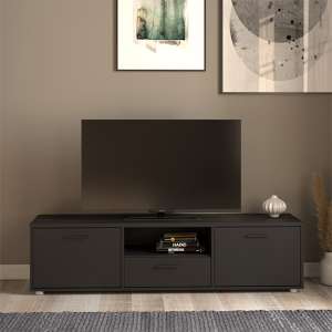 Macomb Small Wooden TV Stand With 2 Door 1 Drawer In Black