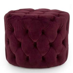 Macrus Fabric Footstool In Red Velvet Crimson