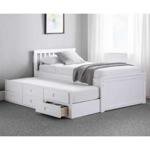 Maeko Captains Single Bed In White With Underbed And Drawers