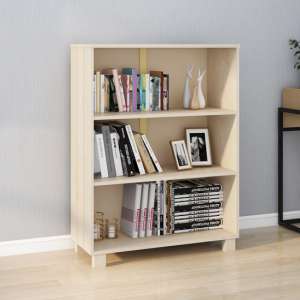 Madesh Wooden Bookcase With 3 Shelves In Honey Brown