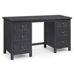 Madge Wooden Dressing Table With 6 Drawers In Anthracite