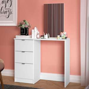 Madison Wooden Dressing Table With 3 Drawer And Mirror In White