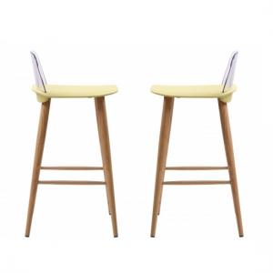 Madisson Lime Bar Stool With Oak Look Metal Legs In A Pair