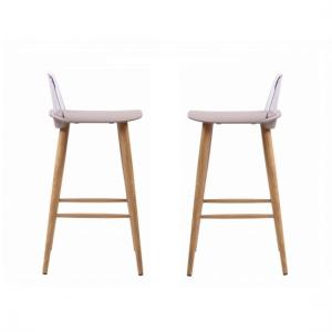 Madisson Stone Bar Stool With Oak Look Metal Legs In A Pair