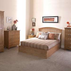 Millom Ottoman Wooden King Size Bed In Natural Oak