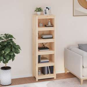 Madrid Solid Pine Wood 5-Tier Bookshelf In Natural