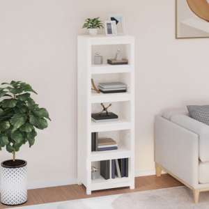 Madrid Solid Pine Wood 5-Tier Bookshelf In White