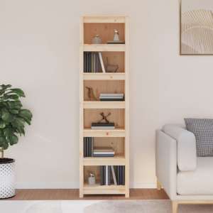 Madrid Solid Pine Wood 6-Tier Bookshelf In Natural