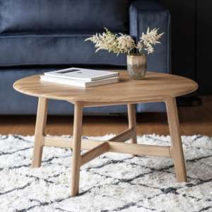 Madrid Wooden Round Coffee Table In Oak