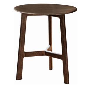 Madrina Round Wooden Side Table In Walnut