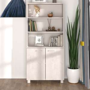 Maeron Solid Pinewood Highboard With 2 Doors In White